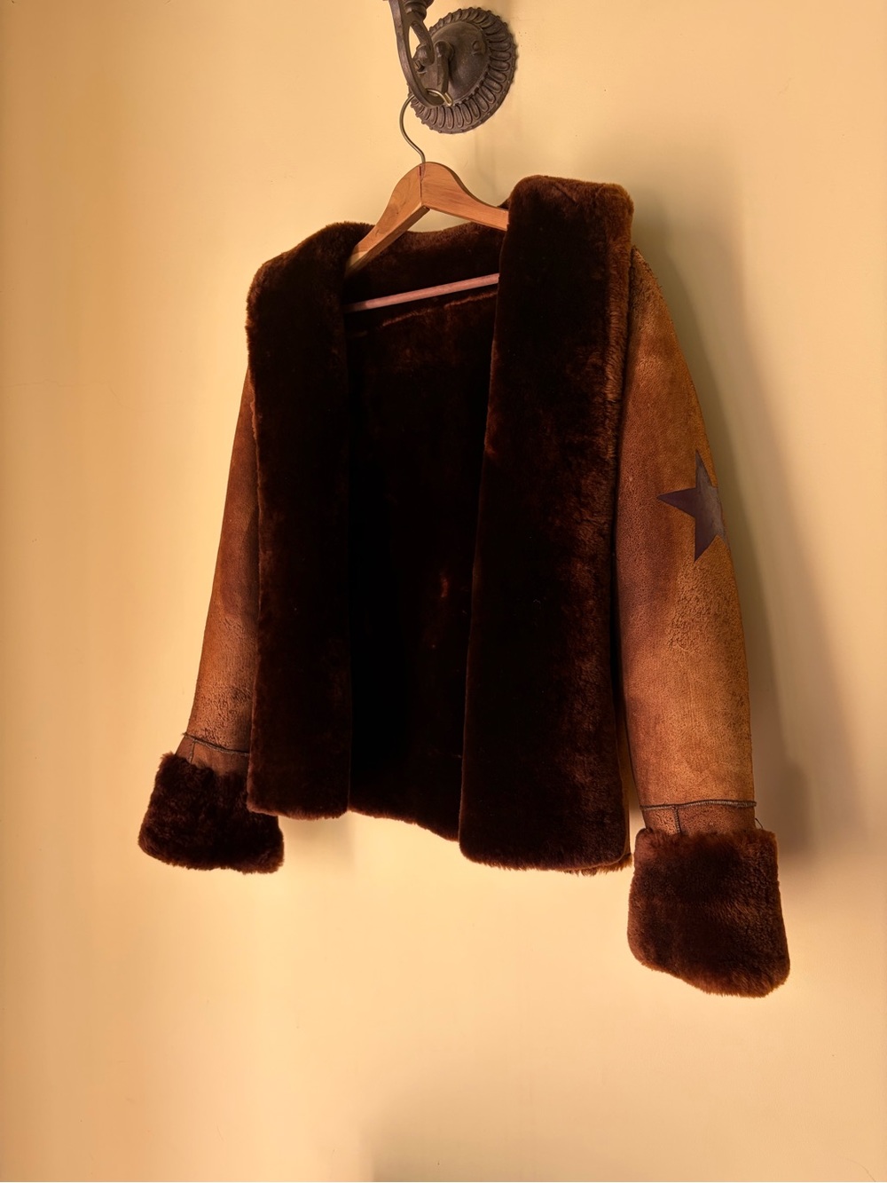 Vtg 70's Pennylane Shearling Jacket Rust Brown Celestial Western Boho Whimsygoth - Picture 8 of 8